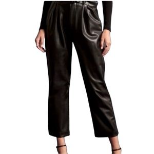 Marc New York by Andrew Marc Black Faux Leather Ankle Crop Belted Pants